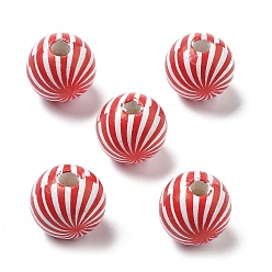 (123L) Белый крем непрозрачный блеск Печатные деревянные европейские бусины схима, круглые, огнеупорный кирпич, 15.5x15 мм, отверстие : 4 мм