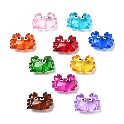 (52) Непрозрачная лаванда Прозрачные стеклянные эмалевые бусины, краб, разноцветные, 15x21x8 мм, отверстие : 1.4 мм