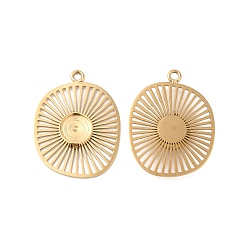 Настоящее золото 14K Ионное покрытие (ip) 304 подвеска из нержавеющей стали с кабошоном, овальный прямоугольник, реальный 14 k позолоченный, 19.5x15x1.5 мм, отверстие : 1 мм, внитренний диаметр лотка: 5 мм