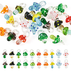 (52) Непрозрачная лаванда 20 шт 10 цвета подвески лэмпворк ручной работы, неровный, грибные прелести, разноцветные, 22~29.5x12.5~18.5 мм, отверстие : 2~7.5 мм, 2 шт / цвет