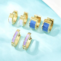 (52) Непрозрачная лаванда 304 обруч серьги из нержавеющей стали эмаль, золотые, разноцветные, 13~16x13~13.5x3~7 мм, 3 пар / набор