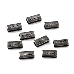 Antik Silber Farbe 316 chirurgische Edelstahlperlen, Rechteck mit Wort Ssteel, Antik Silber Farbe, 6.5x13x3.6 mm, Bohrung: 3.5x2 mm
