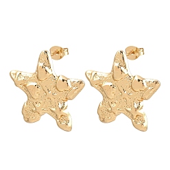 Золотой 304 из нержавеющей стали серьги, текстурированная морская звезда, золотые, 25x26 мм