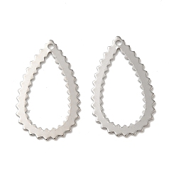 Platinum Teardrop Brass Pendants, Nickel Free, Long-Lasting Plated, Rack Plating, Platinum, 23x14x0.7mm, Hole: 1mm