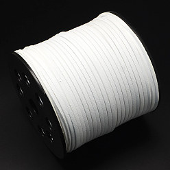 Белый Шнуры из искусственной замши, искусственная замшевая кружева, одна сторона покрытия с искусственной кожи, белые, 2.7x1.4 мм, около 98.42 ярдов (90 м) / рулон