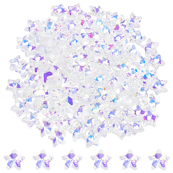 Прозрачный АВ 100 стеклянные брелоки шт., звезда, AB цвет, граненые, ясно AB, 9.5x10x4.5 мм, отверстие : 1 мм