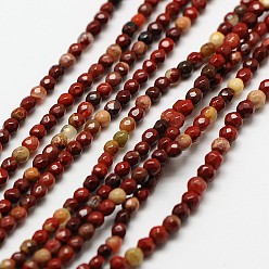 Roter Regenbogenjaspis Natürliche rote Regenbogen Jaspis facettierte runde Perlenstränge, 3 mm, Bohrung: 0.8 mm, ca. 122 Stk. / Strang, 15 Zoll