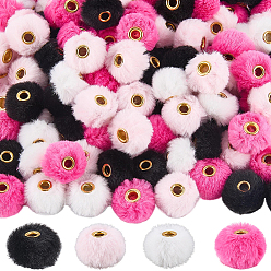 Couleur Mélangete 200pcs 4 couleurs velours imitation fourrure de lapin perles européennes, rondelle, couleur mixte, 13x20x20mm, Trou: 4mm, 50 pcs / couleur