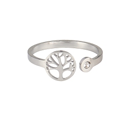 Нержавеющая Сталь Цвет Манжеты из нержавеющей стали, древо жизни, цвет нержавеющей стали, размер США 8 (18.1 мм)