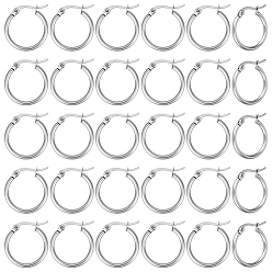 Платина 30 пары 304 серьги-кольца из нержавеющей стали, кольцо, платина, 12 датчик, 19~21x2 мм, штифты : 0.7~1.3x0.68 мм