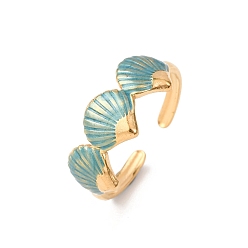 Shell Shape 304 из нержавеющей стали манжеты кольца, с эмалью, золотые, формы раковины, 8 мм