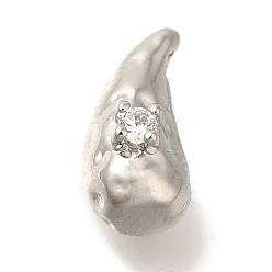 Платина Латунные микро проложить кубического циркония подвески, долговечный, подвески в форме слезы, платина, 11x5.5x7 мм, отверстие : 1.2 мм