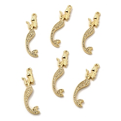 Другие Латунные микро проложить кубического циркония подвески, реальный 18 k позолоченный, русалка, 35x9x3 мм, отверстие : 1.5 мм