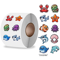 (52) Непрозрачная лаванда Рулонные наклейки, 10 Наклейки уплотнительные декоративные разные конструкции, морское животное, разноцветные, 20~30x25 мм, 500шт / рулон