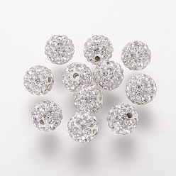 Crystal Polymer Clay Rhinestone Beads, Grade A, Round, Pave Disco Ball Beads, Crystal, 10x9.5mm, Hole: 1.5mm