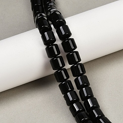 (946F)Морозный цвет внутри  Жонкиль / Непрозрачная зеленая подкладка Бусины из натурального черного агата (окрашенные и нагретые), колонка, 9.5~10x10~10.5 мм, отверстие : 0.8~1 мм, около 40 шт / нитка, 15.31~15.35'' (38.9~39 см)