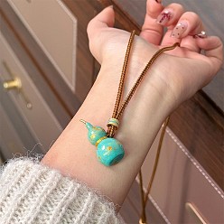 Бирюза Ожерелья с подвесками из латуни и тыквенной эмали, ожерелья из джутового шнура, бирюзовые, 28.74 дюйм (73 см)