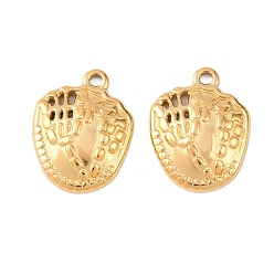 Настоящее золото 18K 304 подвески из нержавеющей стали, бейсбольная перчатка, ионное покрытие (ip), реальный 18 k позолоченный, 17x13x4 мм, отверстие : 1.5 мм