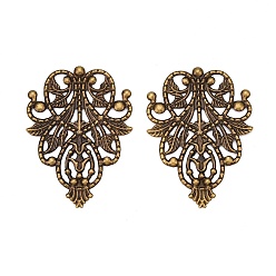 Античная Бронза Железные филигранные столярные ссылки, гравированные металлические украшения, лист, античная бронза, 47.5x35x0.5 мм