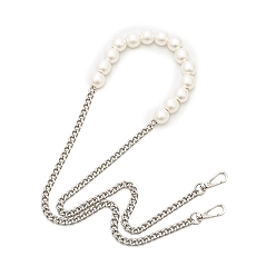 Платина Сумочка с имитацией белого жемчуга, бисером, металлическими витыми цепочками-ремешками, с застежками, для замены сумочки или сумки через плечо, платина, 1200 мм