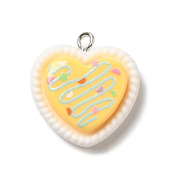 Сердце Подвески из смолы, с фурнитурой платина железная, красочный, сердце, 23x21x7 мм, отверстие : 2 мм