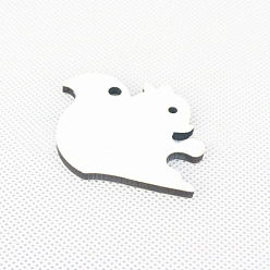 Белый Сублимационные двусторонние пустые брелки из мдф, с деревянными подвесками из твердой доски в форме птицы и железными кольцами для ключей, белые, 5.2x4.2x0.3 см