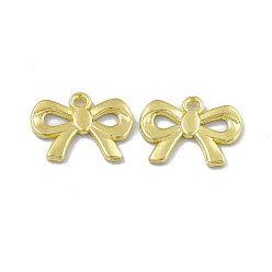Light Gold Rack Plating Alloy Pendants, Bowknot Charm, Light Gold, 15x19x1.5mm, Hole: 1.8mm