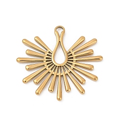 Настоящее золото 18K 304 подвески из нержавеющей стали, ионное покрытие (ip), очарование солнца, реальный 18 k позолоченный, 28x30.5x2 мм, отверстие : 2x2.5 мм