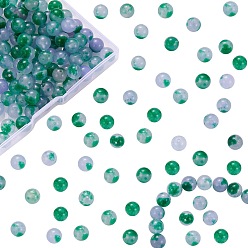 Морско-зеленый Наборы для изготовления окрашенных браслетов своими руками, в том числе 8 круглые бусины из белого натурального нефрита, окрашенные в белый цвет., эластичная нить, цвета морской волны, 8 мм, отверстие : 1 мм