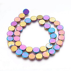 (966) Внутренний цвет Кристалл / Лиловато-лиловый на подкладке Гальванические немагнитная синтетический гематит бисер пряди, полировать, плоско-круглые, с покрытием разноцветным, 10x2 мм, отверстие : 0.8 мм, около 41 шт / нитка, 15.94 дюйм (40.5 см)