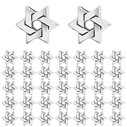 Античное Серебро 100шт. бусины из европейского сплава в тибетском стиле, бусины с большим отверстием, звезда Давида, античное серебро, 10.5x9x7.5 мм, отверстие : 4.7 мм