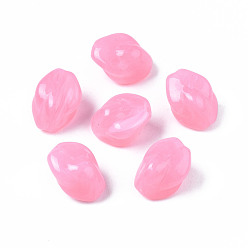 Бледно-Розовый Акриловые бусины, Стиль имитация драгоценных камней, твист, розовый жемчуг, 13.5x10.5x9.5 мм, отверстие : 1.5 мм, Около 750 шт / 500 г