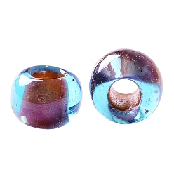 (381) Inside Color Aqua/Oxblood Lined TOHO Round Seed Beads, Japanese Seed Beads, (381) Inside Color Aqua/Oxblood Lined, 11/0, 2.2mm, Hole: 0.8mm, about 5555pcs/50g