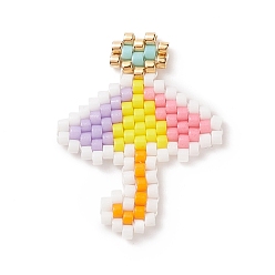 Colorful Handmade Japanese Seed Beads, Loom Pattern, Umbrella, Colorful, 25x20x2mm
