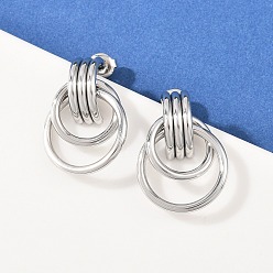 Нержавеющая Сталь Цвет 304 серьги-гвоздики из нержавеющей стали с поворотным кольцом, ручная полировка, цвет нержавеющей стали, 27x19 мм