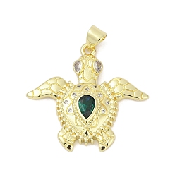 Настоящее золото 18K Латунные микро проложить кубического циркония подвески, Морская черепаха, без свинца и без кадмия, долговечный, стойки покрытие, реальный 18 k позолоченный, 27x28.5x4.5 мм, отверстие : 4.5x3.5 мм