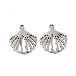 Нержавеющая Сталь Цвет Не тускнеющие 201 подвески из нержавеющей стали, шарм в форме ракушки, цвет нержавеющей стали, 17x15.5x0.9 мм, отверстие : 1.4 мм