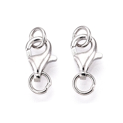 Платина Антикоррозийные 925 застежки-лобстеры из стерлингового серебра, с двойными прыжковыми кольцами, платина, 8x5x2.5 мм, отверстие : 2.5 мм