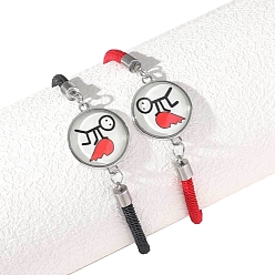 Human 2Наборы браслетов со светящимися стеклянными звеньями на День святого Валентина, Пара светящихся в темноте браслетов на шнуре, человек, 6-7/8 дюйм (17.5 см)