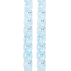 Светло-голубой Прозрачные стеклянные бусины, с эмалью, краб, светло-голубой, 12~13x13~14x6~7 мм, отверстие : 1 мм, около 30 шт / нитка, 13.39 дюйм (34 см)