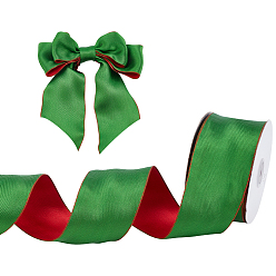 Зеленый Лента из полиэстера, с краем из железной проволоки, для аксессуаров для одежды, украшение подарка, зелёные, 2-1/2 дюйм (65 мм), около 25.00 ярдов (22.86 м) / рулон