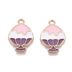 Pink Стойки обшивки сплава эмали подвески, золотые, очарование мороженого, розовые, 18.5x13.5x1.5 мм, отверстие : 1.6 мм