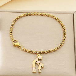 Золотой День матери 304 браслеты из нержавеющей стали с эмалированными подвесками, браслеты-цепочки роло для женщин, мама и ребенок, золотые, 7.09 дюйм (18 см)