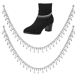 Платина 2 шт. сплава стразы звено цепи ремень сапог, Сплав с застежками когтя омара, платина, 425 мм