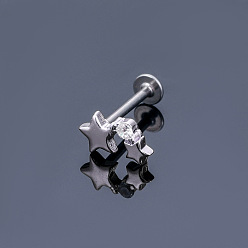 Звезда 316l серьги для хряща из хирургической нержавеющей стали с микропаве из прозрачного кубического циркония, цвет нержавеющей стали, ежедневные аксессуары для ушей, 2 звезды, 10 мм