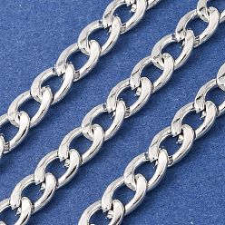 Silver 304 Stainless Steel Cuban Link Chains, Unwelded, with Spool, Silver, 9x6x1.5mm