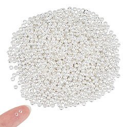 Посеребрённый 1000 шт. латунные обжимные бусины, рондель, 925 серебро покрытием, 2.5x2.5x2 мм, отверстие : 1.6 мм