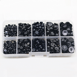 Schwarz Bastelpuppenaugenset aus Kunststoff, Halbrund, Puppenherstellung, Schwarz, 4~10 mm, 760 Stück / Karton