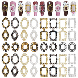 (52) Непрозрачная лаванда 20 стили сплав кабошоны, ногтей декоративные аксессуары, форма рамы картины, разноцветные, 13.5~14.5x8.5~11.5x1~1.5 мм, 112 шт / комплект