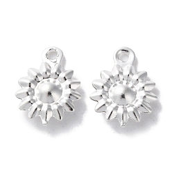 Посеребрённый Латунь прелести, без кадмия и без свинца, солнечные чары, 925 серебро покрытием, 12x9.5x2.5 мм, отверстие : 1.2 мм